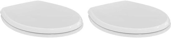Sedile WC universale in plastica duro per toilette standard, colore bianco (confezione da 2)
