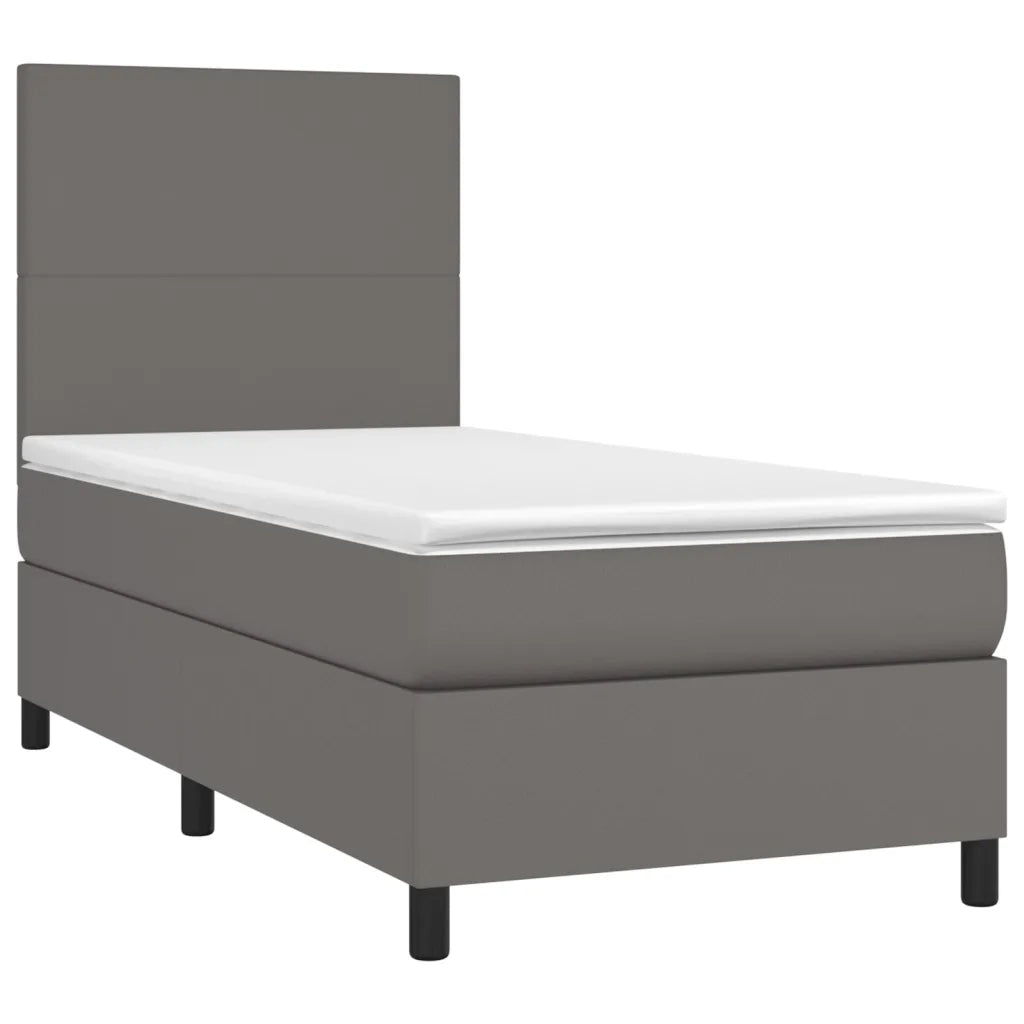 Giroletto Molle con Materasso e LED Grigio 90x190cm Similpelle 3135799