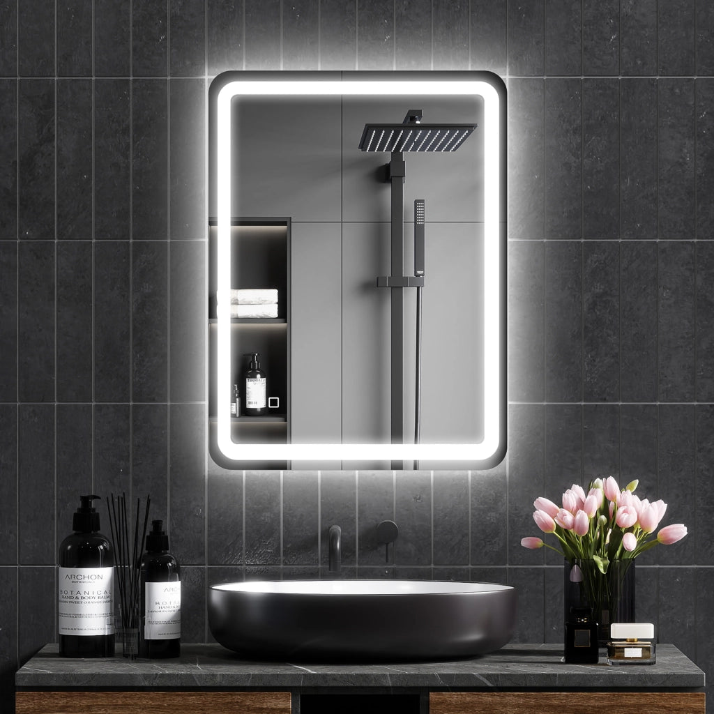 Specchio da Bagno Illuminato con Touch ¨C Minimal ¨C Argento 60x80
