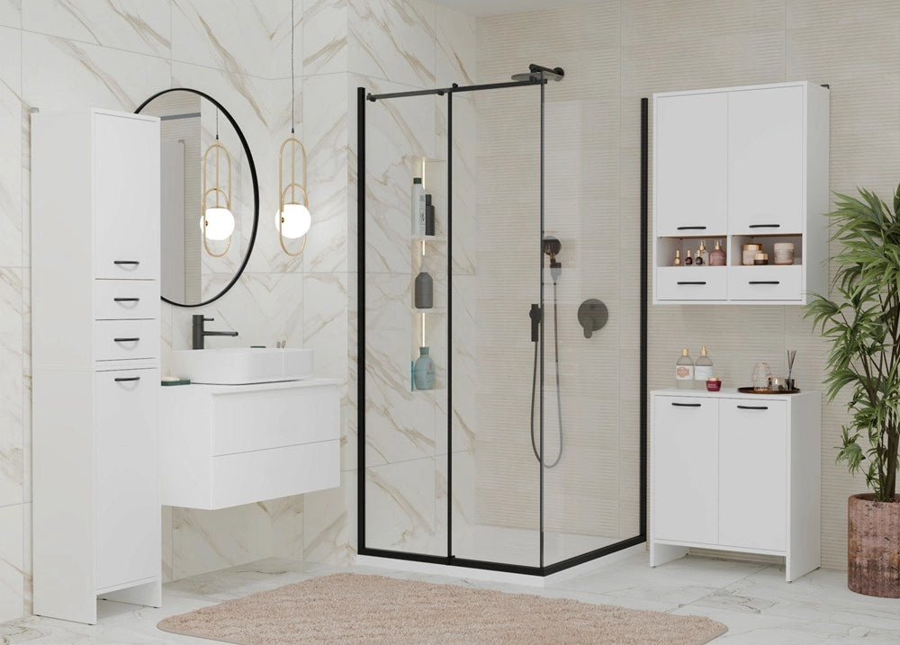 Mobile bagno sospeso NINA W1D2S bianco 2 cassetti 3 ripiani
