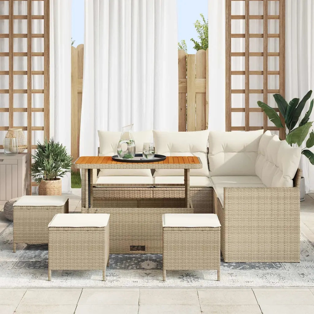 Set Divano da Giardino 9 pcs Beige polyrattan 3361621