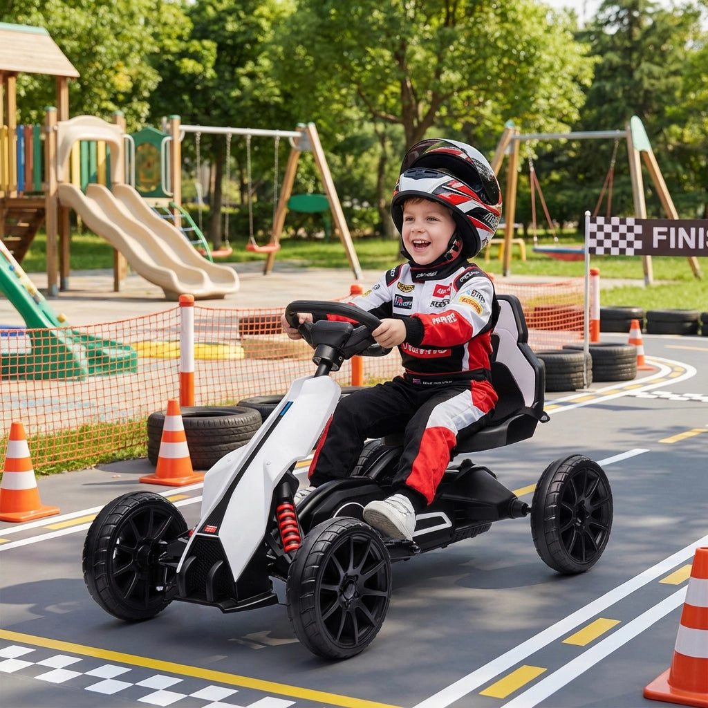 Auto elettrica per bambini 12V ¨C Zephmum ¨C Bianco