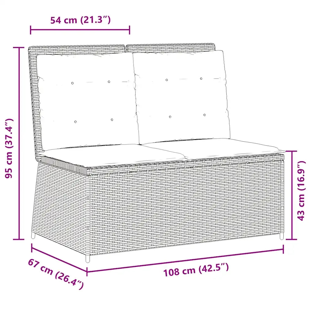 Panca Reclinabile da Giardino con Cuscini Beige in Polyrattan 368968