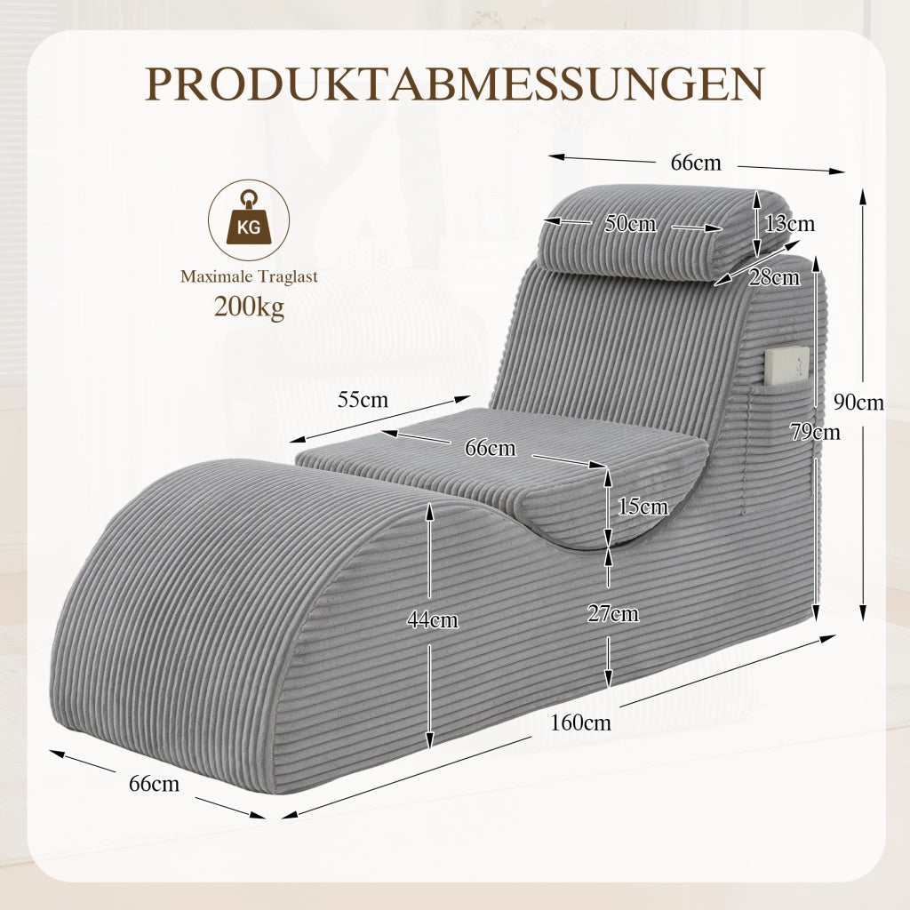 Poltrona Relax Ergonomica ¨C MINIMAL ¨C Tessuto Grigio Chiaro