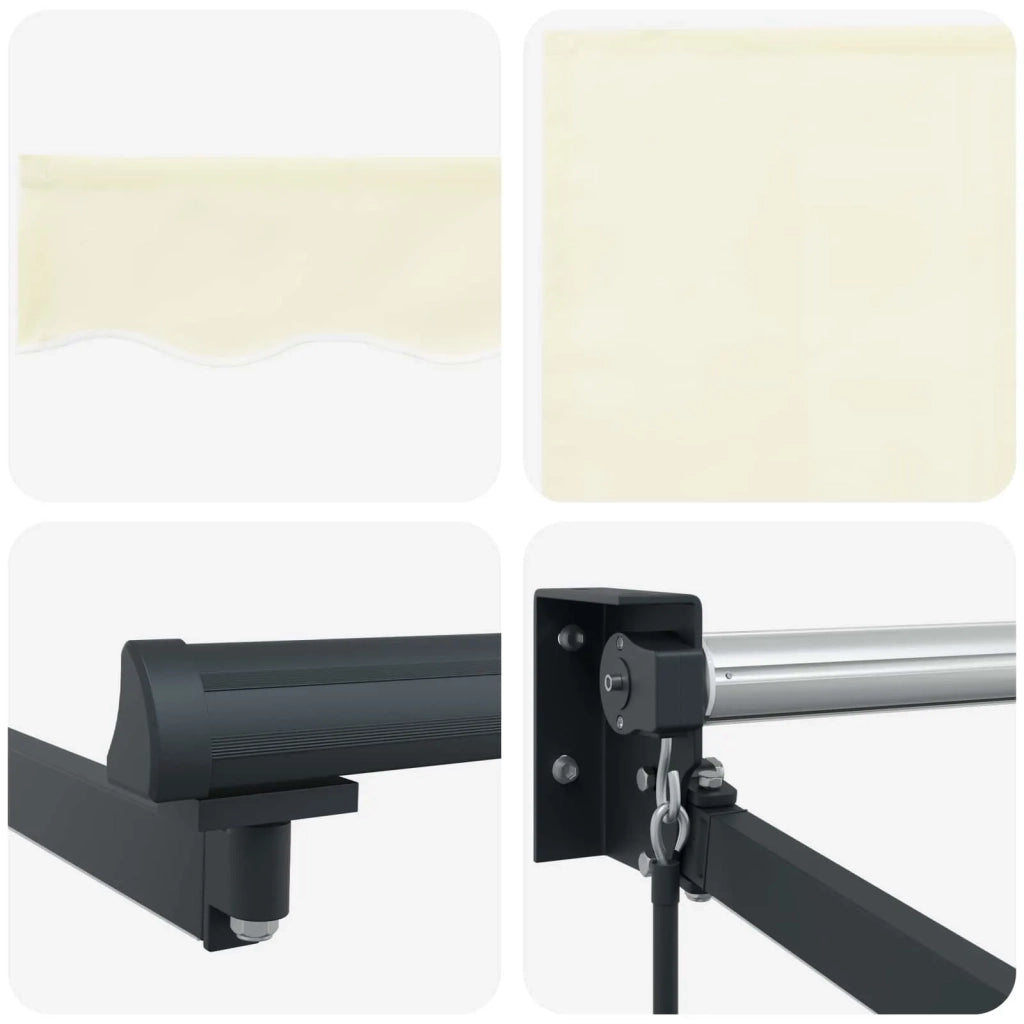 Tenda da Sole | Tenda retrattile manuale con LED Crema e Antracite 3,5 x 2 m