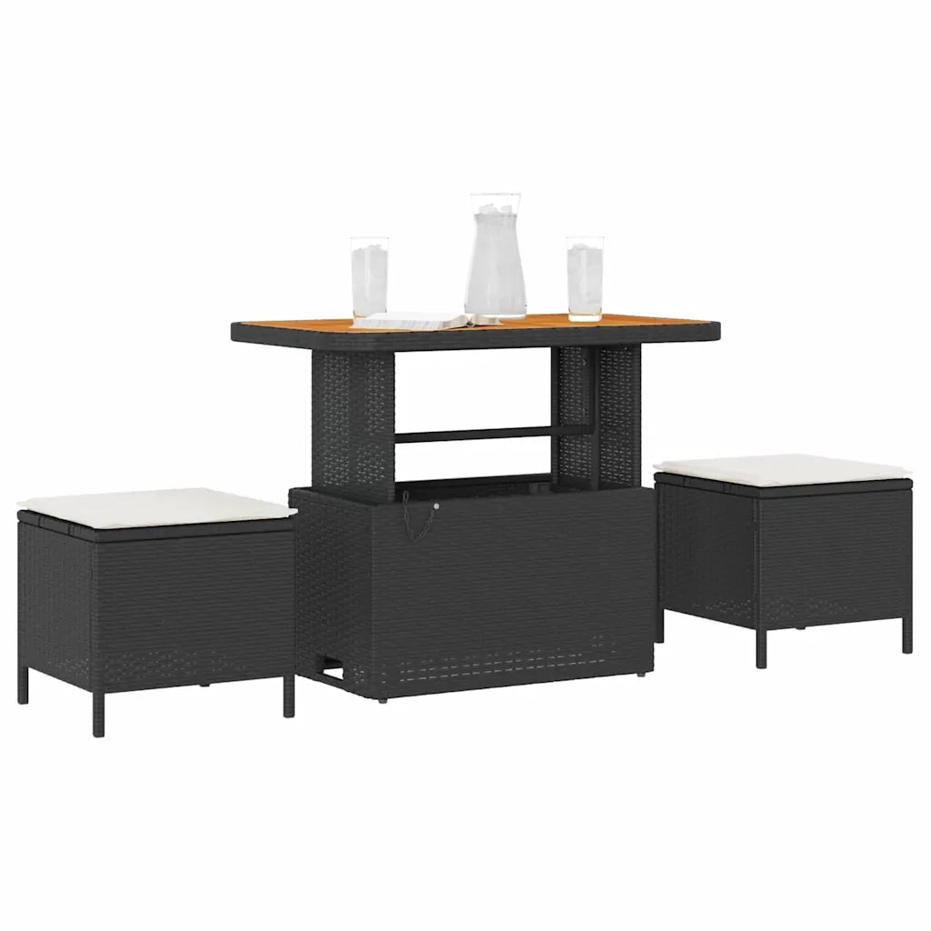 Set da Pranzo per Giardino | Set Salotto da Giardino Nero polyrattan