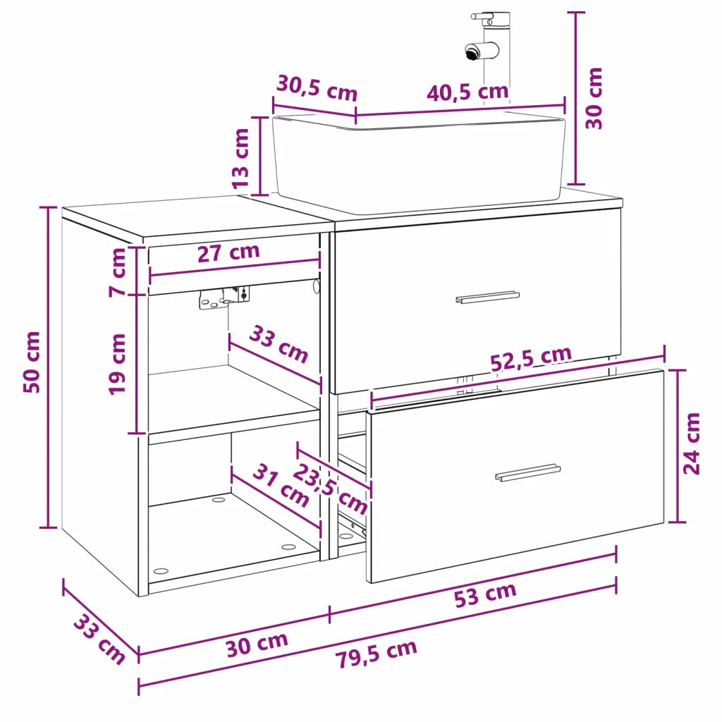Set di mobili per il bagno 2 pz Legno antico 3403902