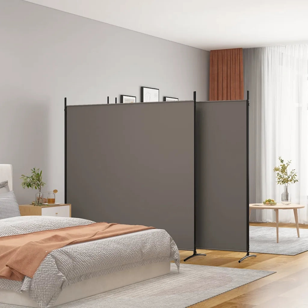 Divisorio a 4 Pannelli Antracite 698x180 cm Tessuto 350284