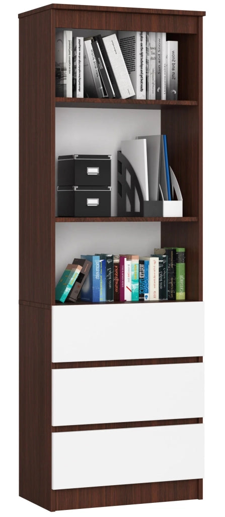 Armadio da ufficio AKORD R60 Wengé 60 cm 3 cassetti inserto frontale Bianco 60x35x180 cm