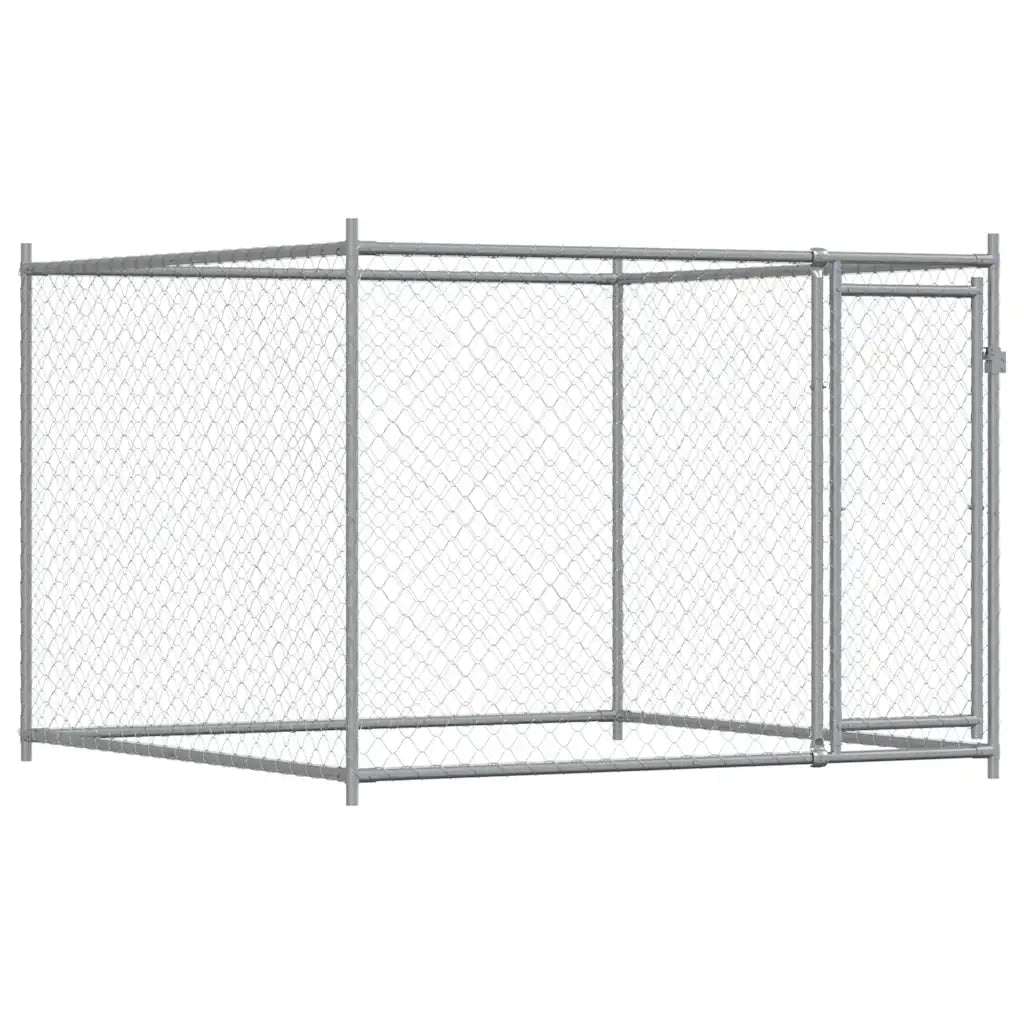 Gabbia per Cani con Porta Grigia 2x2x1,5 m in Acciaio Zincato CFW3781916