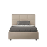 BS COM Letto una piazza e mezza con rete imbottito 120x190 similpelle tortora