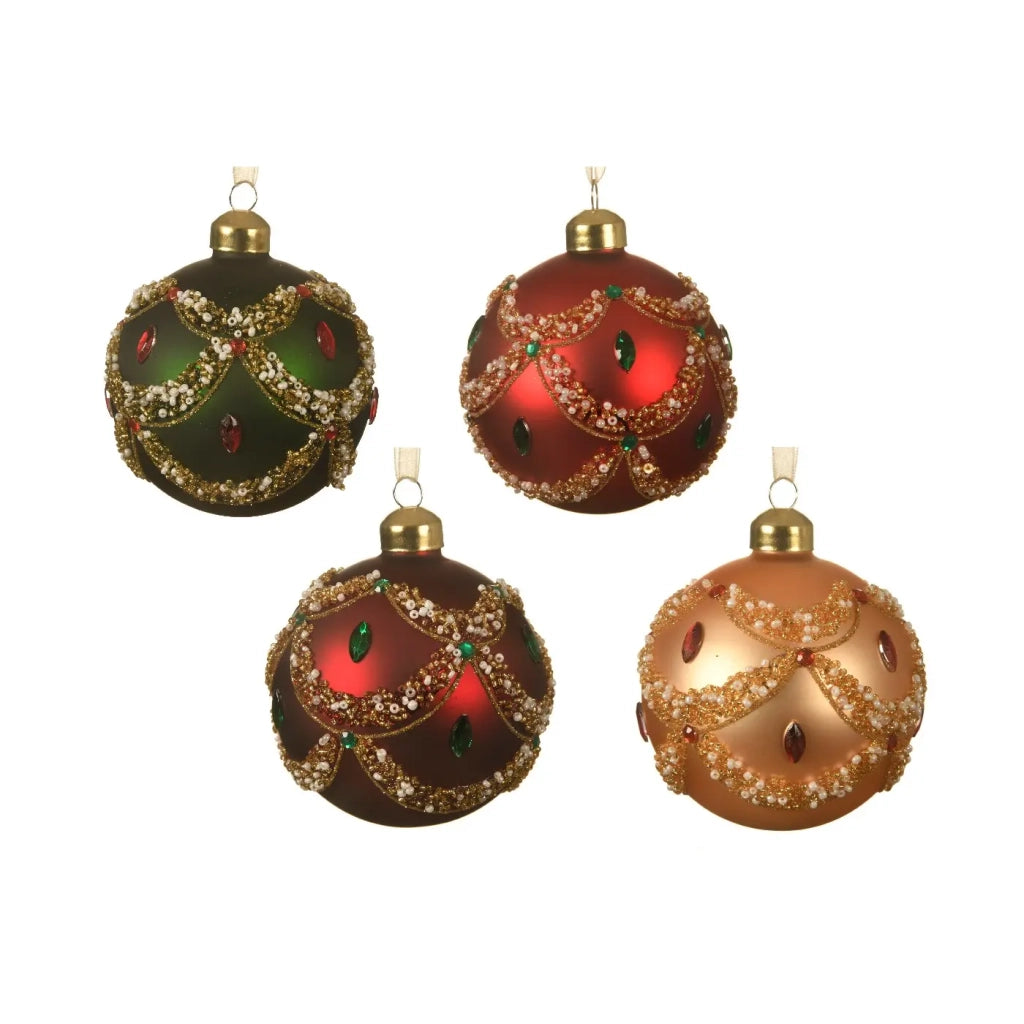 Pallina Vt opaco c/diamanti-perline-glitter d8cm ass