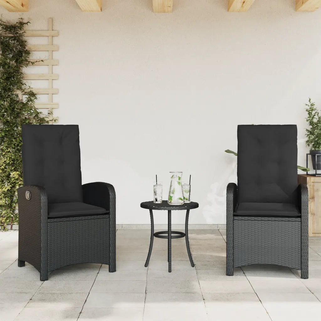 Set da Bistrò 3 pz con Cuscini Nero in Polyrattan 365177