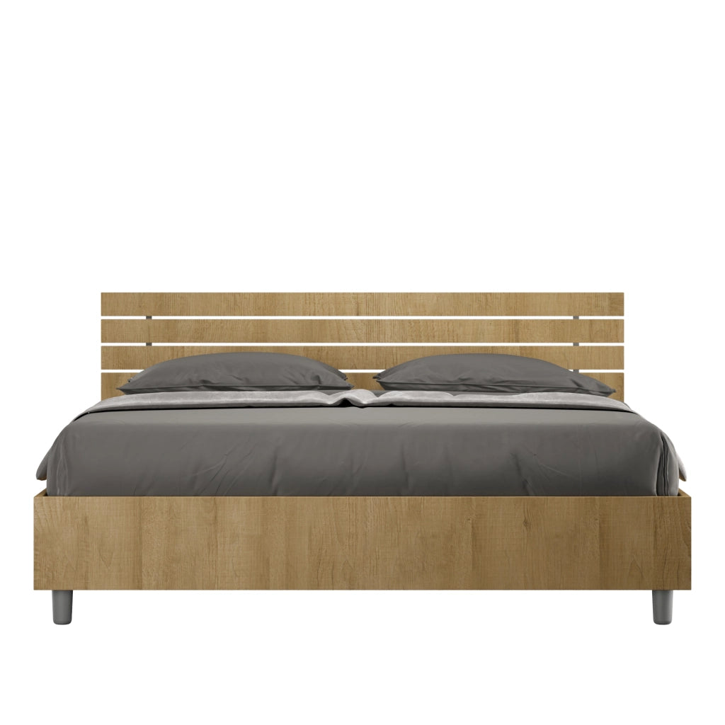 BS COM Letto matrimoniale contenitore 160x190 testata dritta con doghe quercia