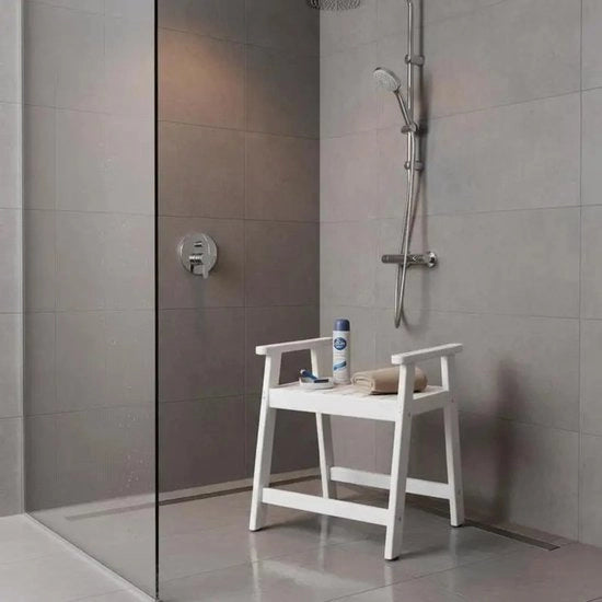 Sedia per doccia con braccioli per rasatura gambe in doccia - Bianco