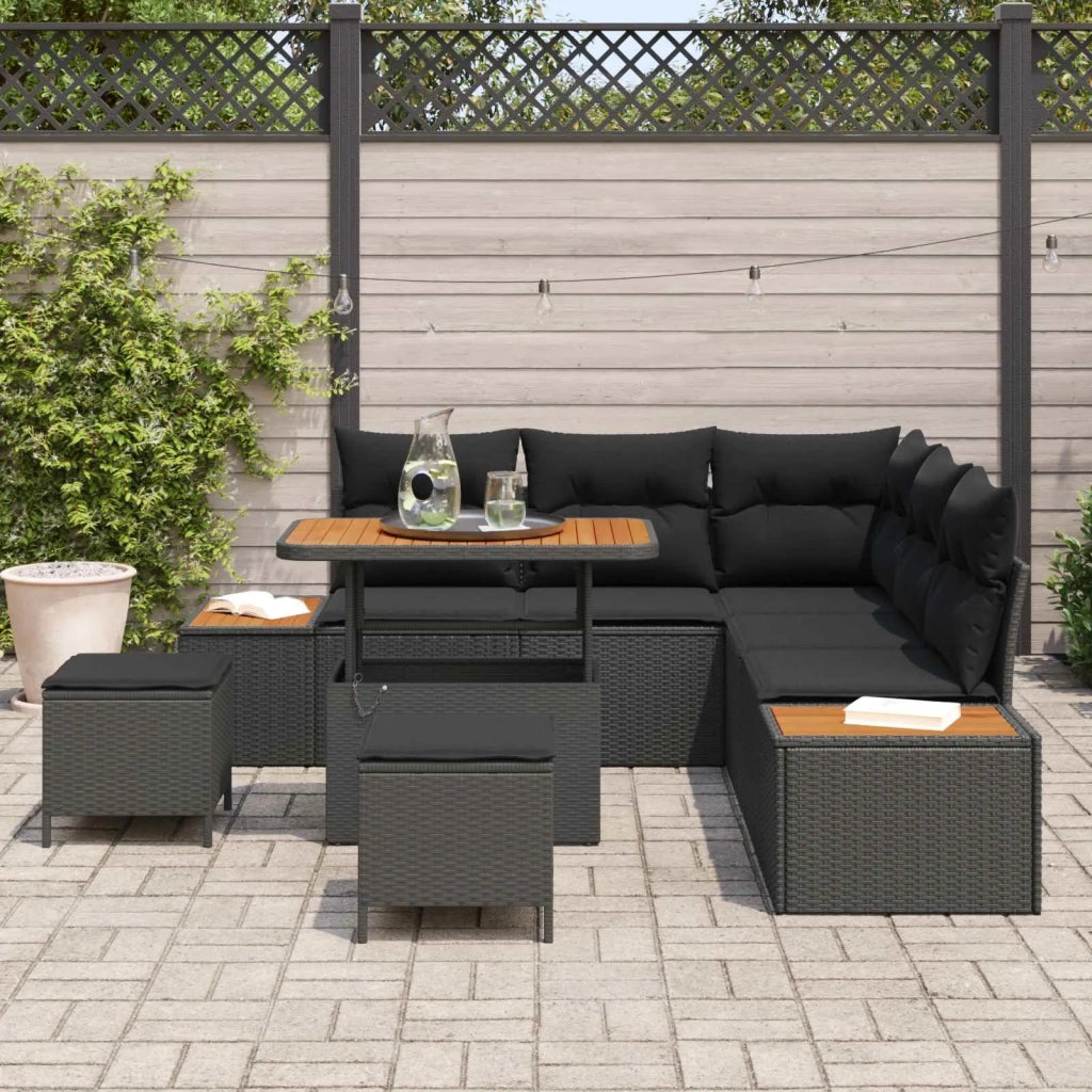 Set Divano da Giardino 8 pcs Nero polyrattan 3362914
