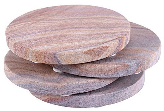Onderzetters in pietra d'arenile gialla per bicchieri e calici (4 pezzi)