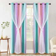 Tende a oscuramento a 2 pannelli - oscuranti - ombre arcobaleno - stelle - camera da bambino - B 133 x 160 cm - tende