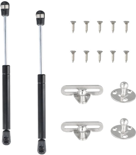 Gasveer 200N - 2 Stuks - Stegano Idraulico per Armadio - Nera - Massimo Carico 20 kg - Stegano a Gas