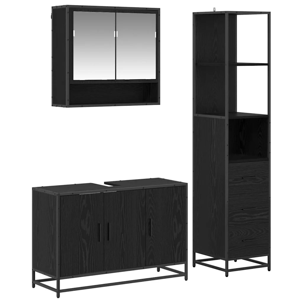 Set di mobili per il bagno con cassetto 3 pcs Legno vecchio