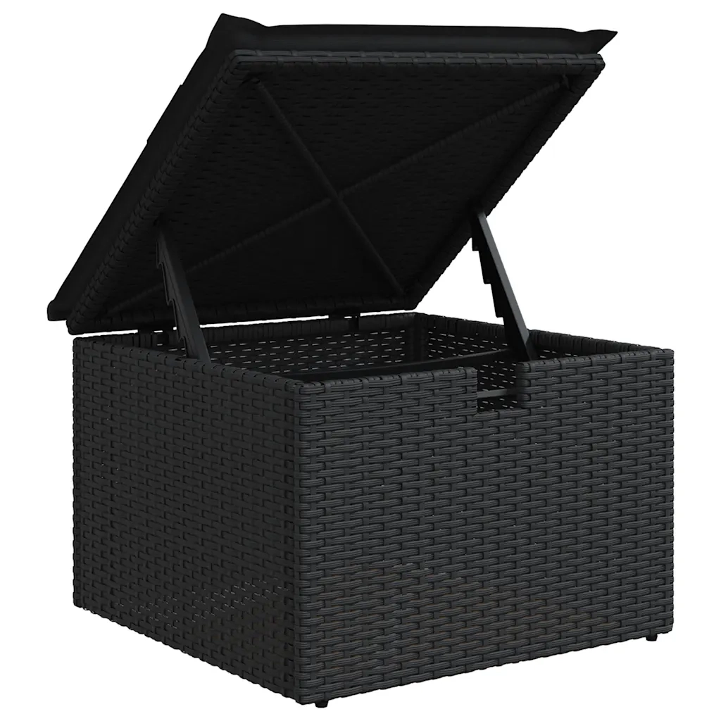 Set Divano da Giardino 6 pz con Cuscini Nero Polyrattan Acacia 3327993