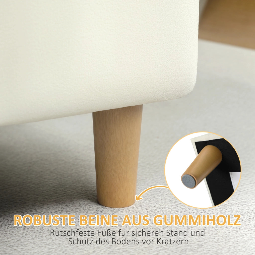 Pouf contenitore ¨C Xylo ¨C tessuto crema gambe legno