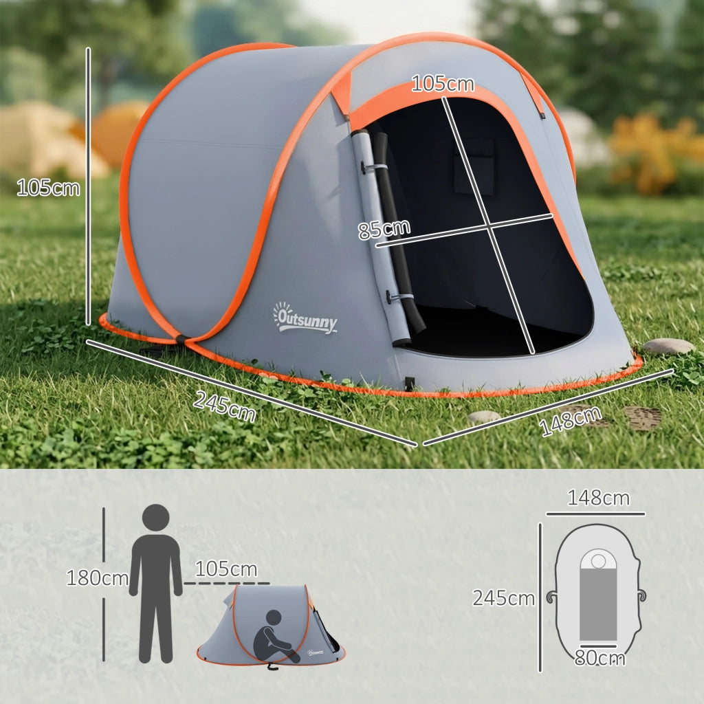 Tenda da Campeggio Pop-Up Impermeabile ¨C Xylo ¨C 245x148x105 cm, Grigio, con Borsa