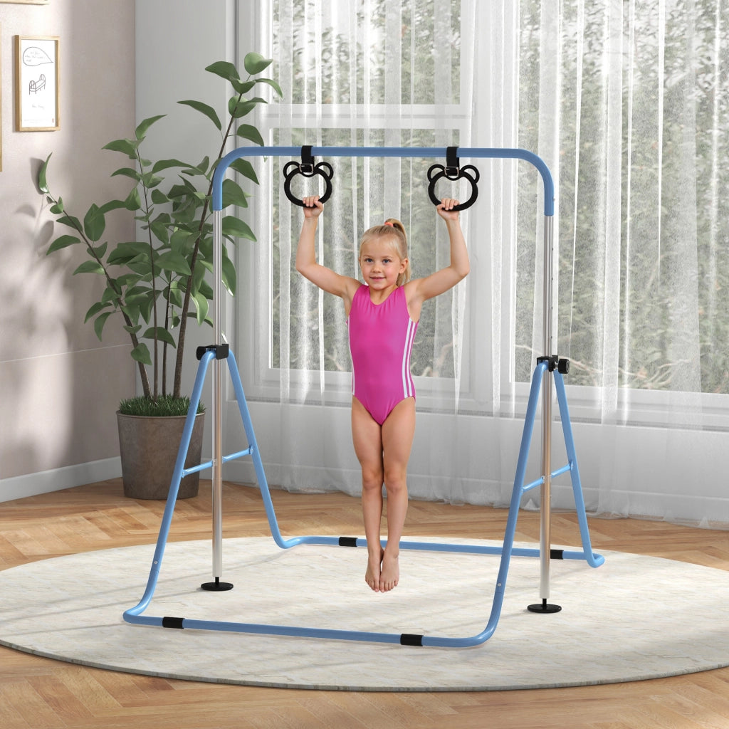 Sbarra Ginnastica per Bambini con Anelli Regolabile ¨C zephmum ¨C Blu
