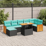 Set Divano da Giardino 8pz con Cuscini Grigio Polyrattan Acacia 3327739