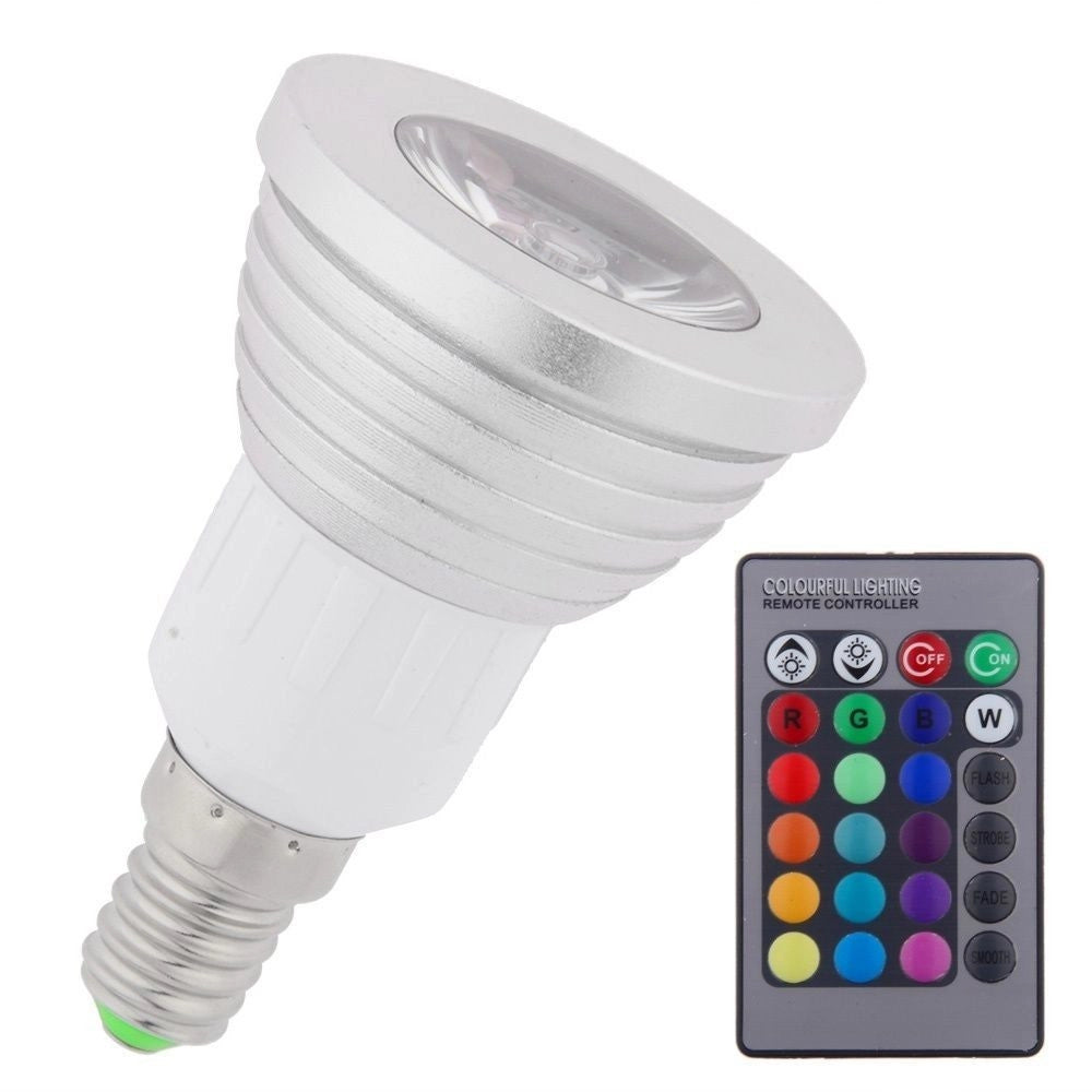 Trade Shop - Faretto Led Luce Rgb Programmabile Multicolor E27 Gu10 E14 Mr16 Con Telecomando -       -e14-