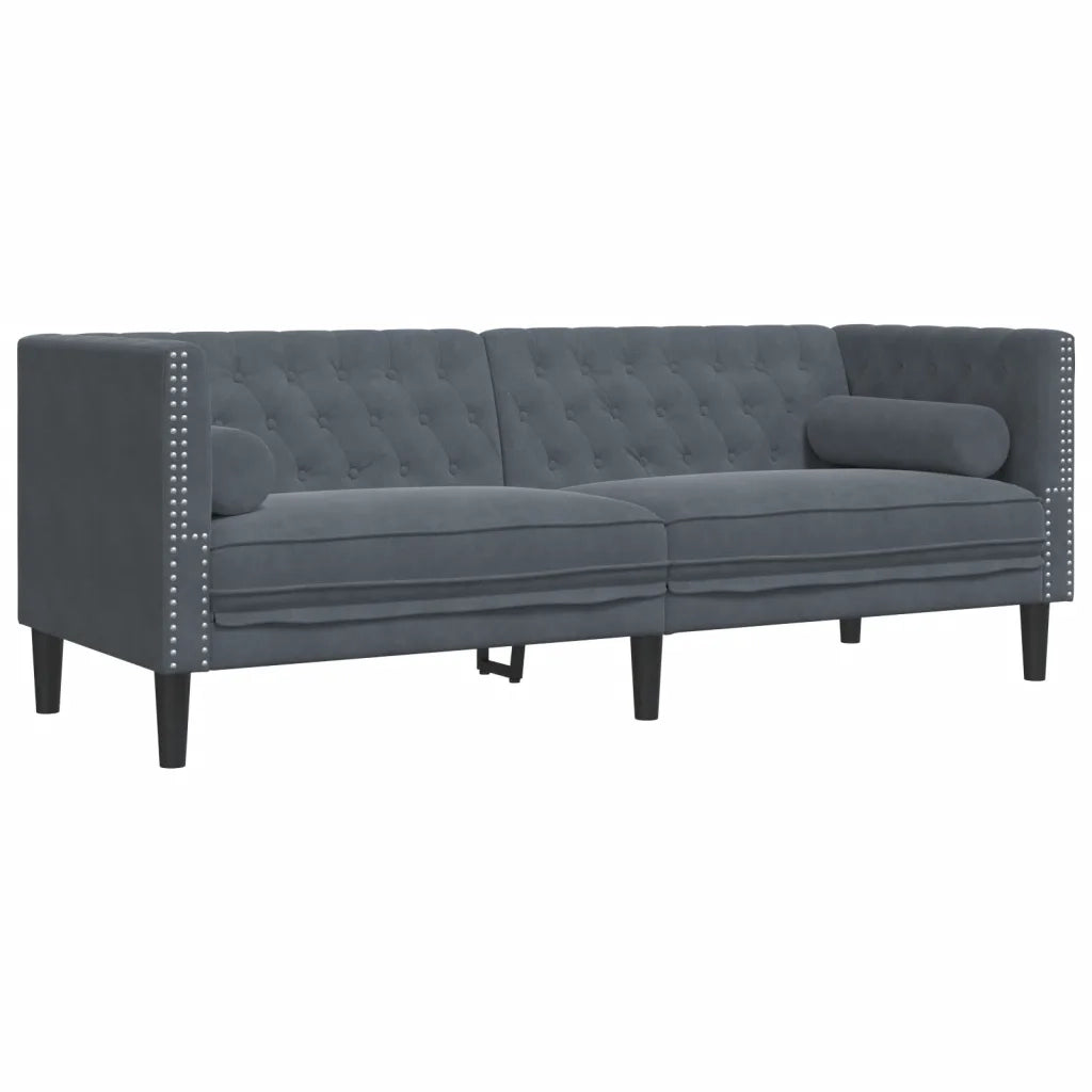 Set Divani Chesterfield 2pz con Cuscini Grigio Scuro Velluto 3209292