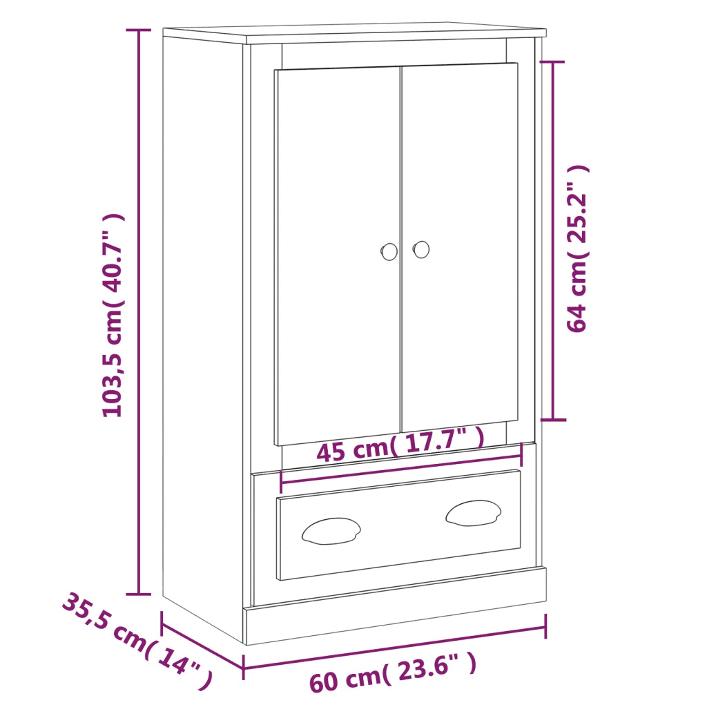 Credenza Rovere Fumo 60x35,5x103,5 cm in Legno Multistrato 816301
