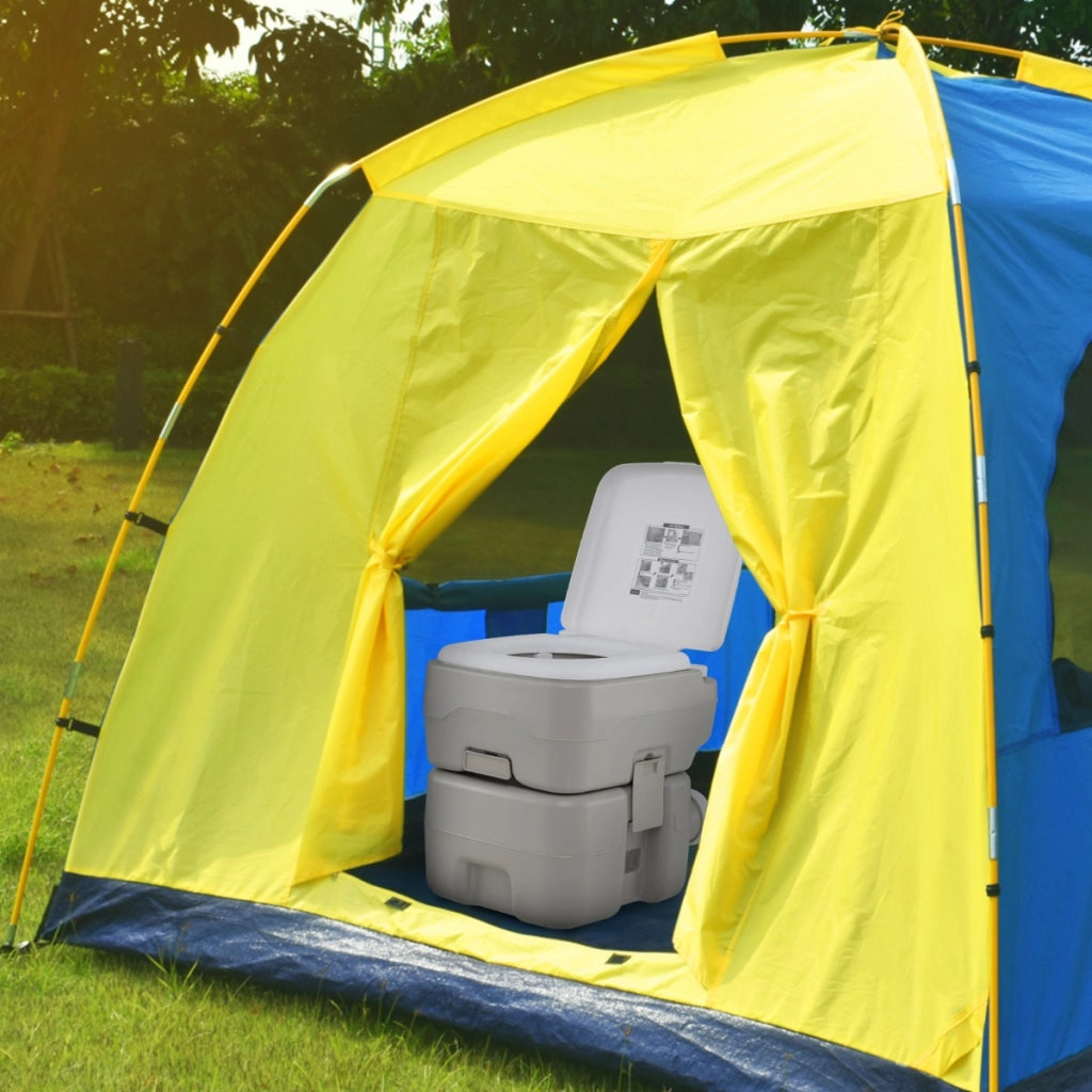 Toilette portatile con serbatoio di scarico da 20 L e imbuto telescopico, Toilette a prova di perdita per campeggio Grigio-Docce e toilette portatili