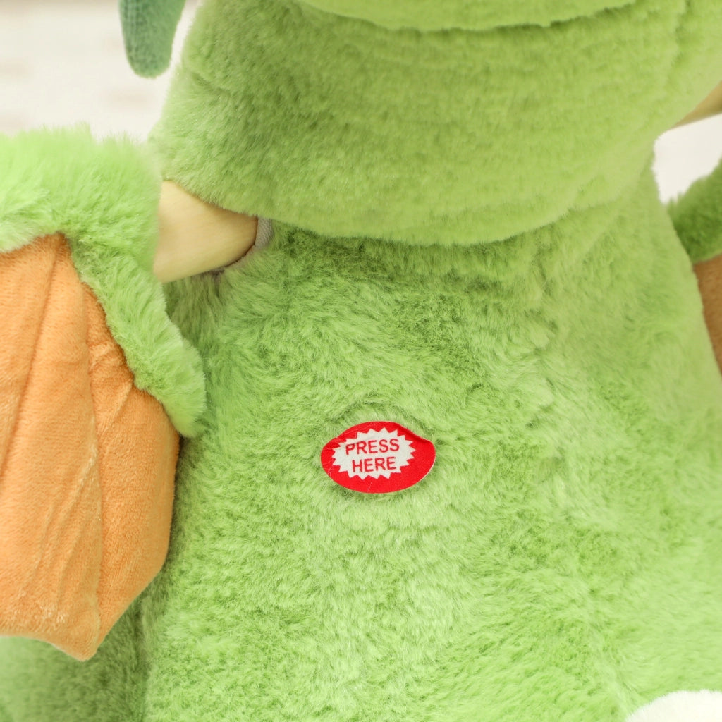 Cavallo a dondolo in peluche ¨C Xylo ¨C base legno con suono, verde, 18-36 mesi