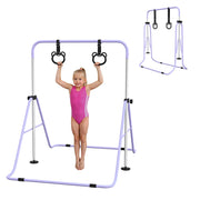 Barra Ginnastica Regolabile Bambini ¨C Xylo ¨C 5 Livelli Altezza con Anelli Allenamento Viola
