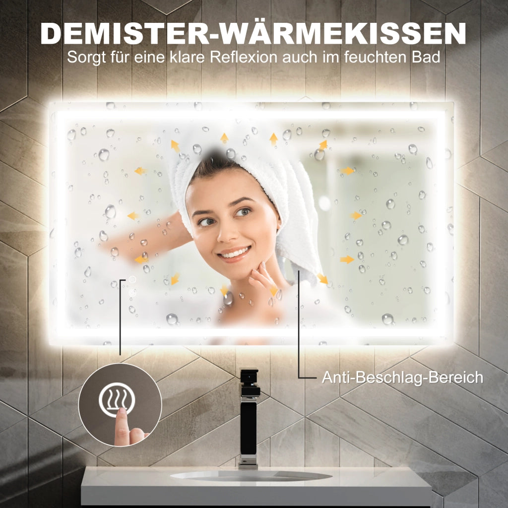 Specchio da Bagno LED ¨C zephmum ¨C Bianco 60x30x5