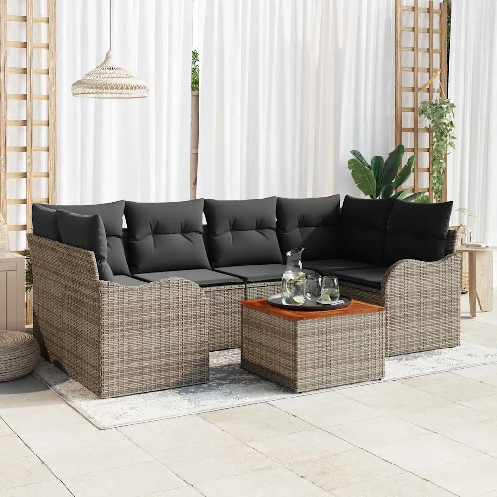 Set Divano da Giardino 7 pcs Grigio polyrattan 3356074