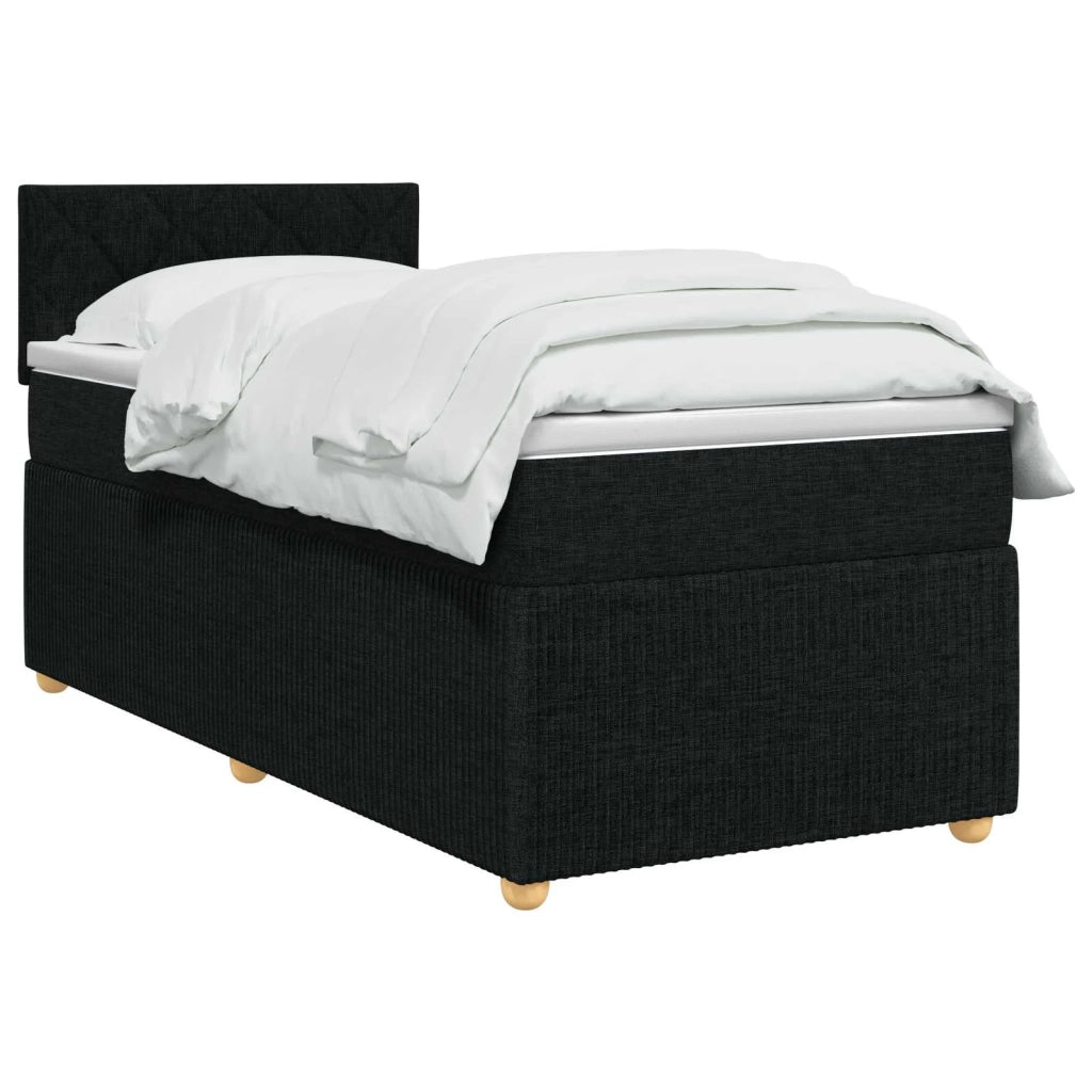 Letto box spring con materasso Nero 90 x 190 cm Tessuto 3452829