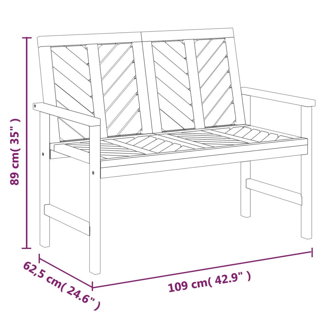 Set Salotto da Giardino 2 pz in Legno Massello di Acacia 362235