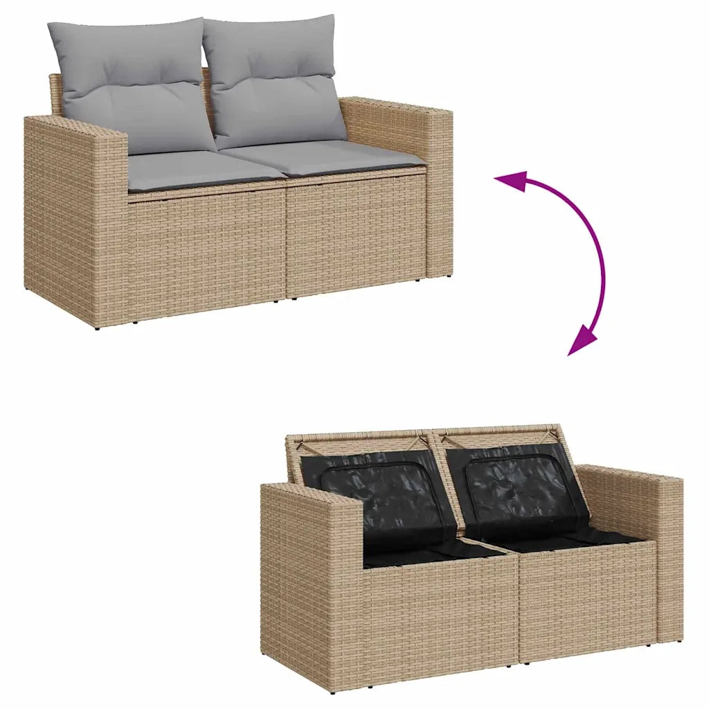 Set Divano da Giardino con cuscino 9 pcs beige e grigio chiaro 3363517
