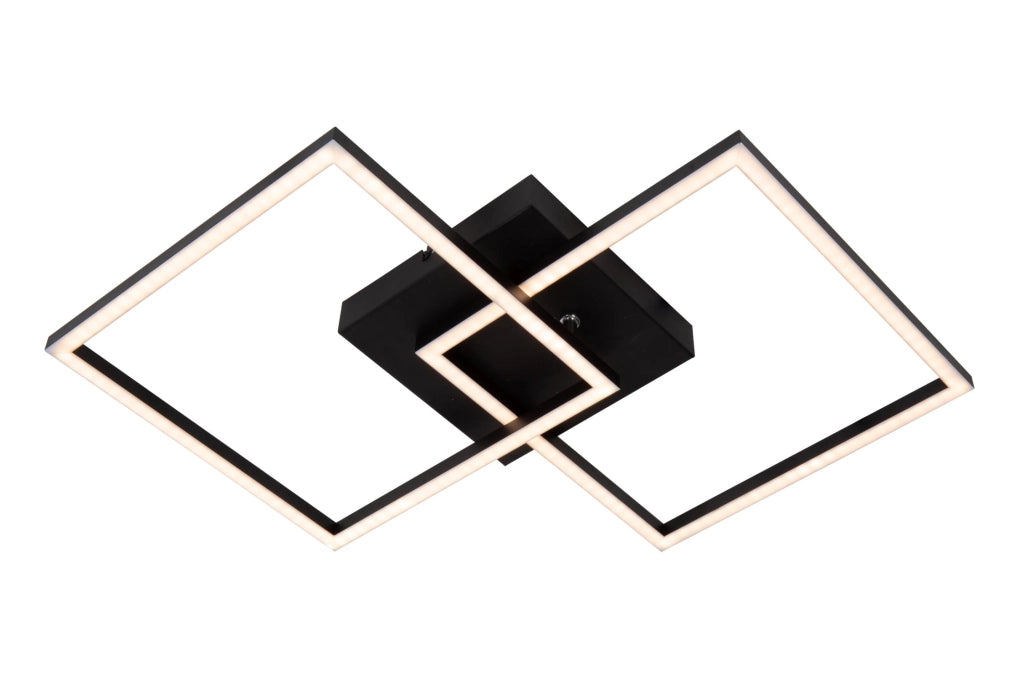 Lampada da soffitto LED nera 2 luci quadrati ARIANNE Lucide