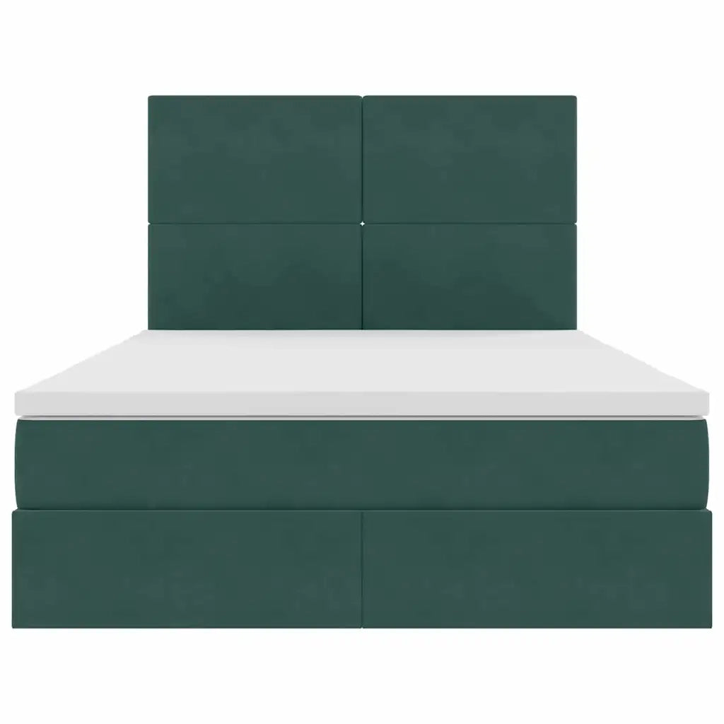 Letto con contenitore e materasso Verde Scuro 140 x 200 cm