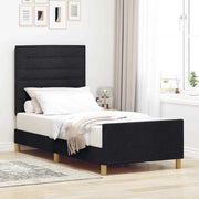 Struttura del letto con testiera-Giroletto Nero 90 x 200 cm Tessuto 393597