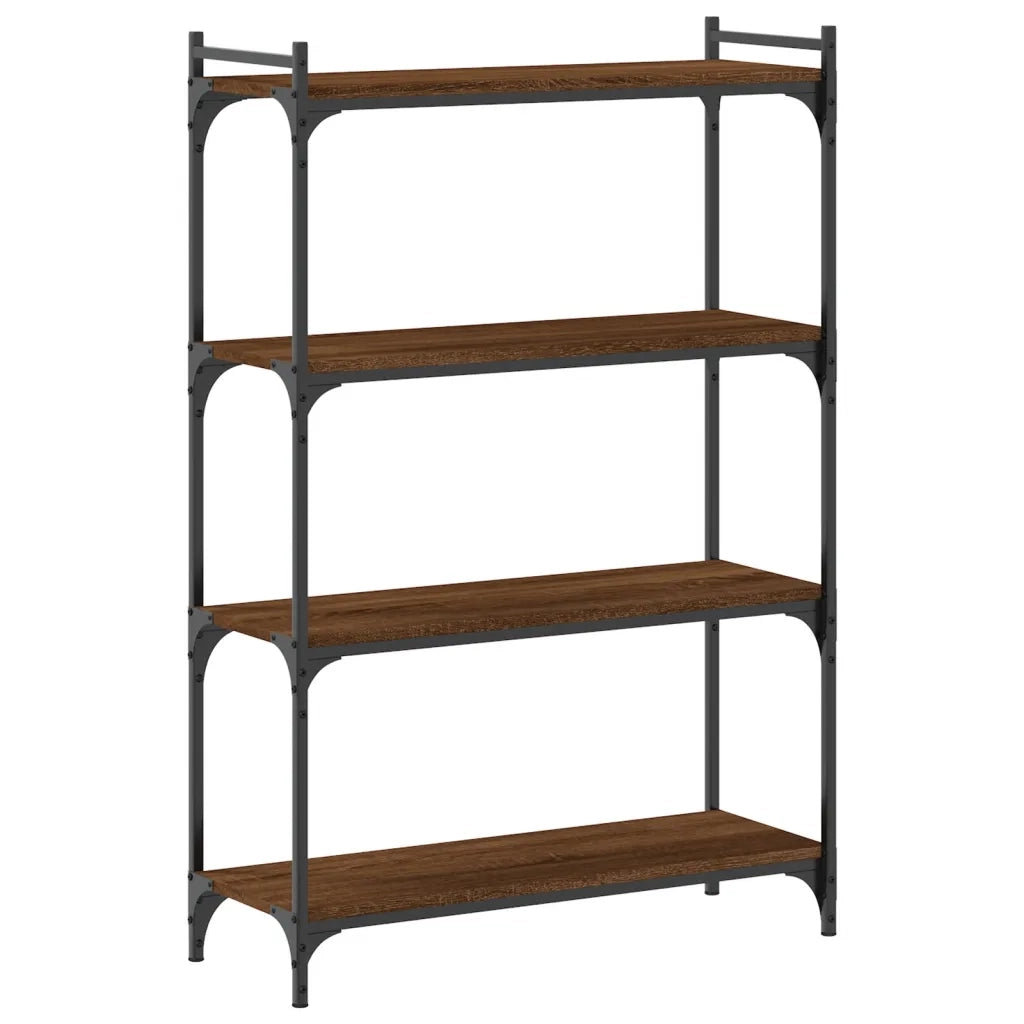 Libreria 4 Ripiani-Scaffale per Libri-Mobile di Stoccaggio Rovere Marrone 80x30x120cm Legno Multistrato