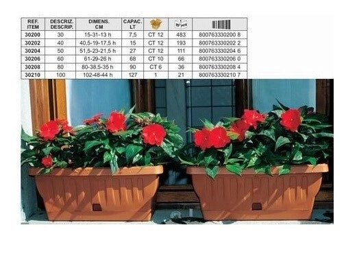 Fioriera Vaso per piante natura con riserva 60 cm bama