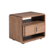 Comodino in noce e PVC nero