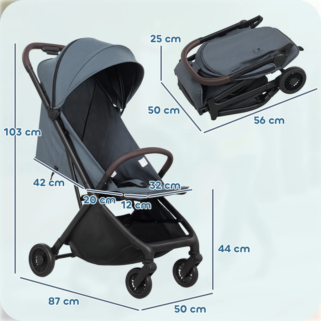 Carrozzina Pieghevole con Schienale Regolabile ¨C Minimal ¨C Blu