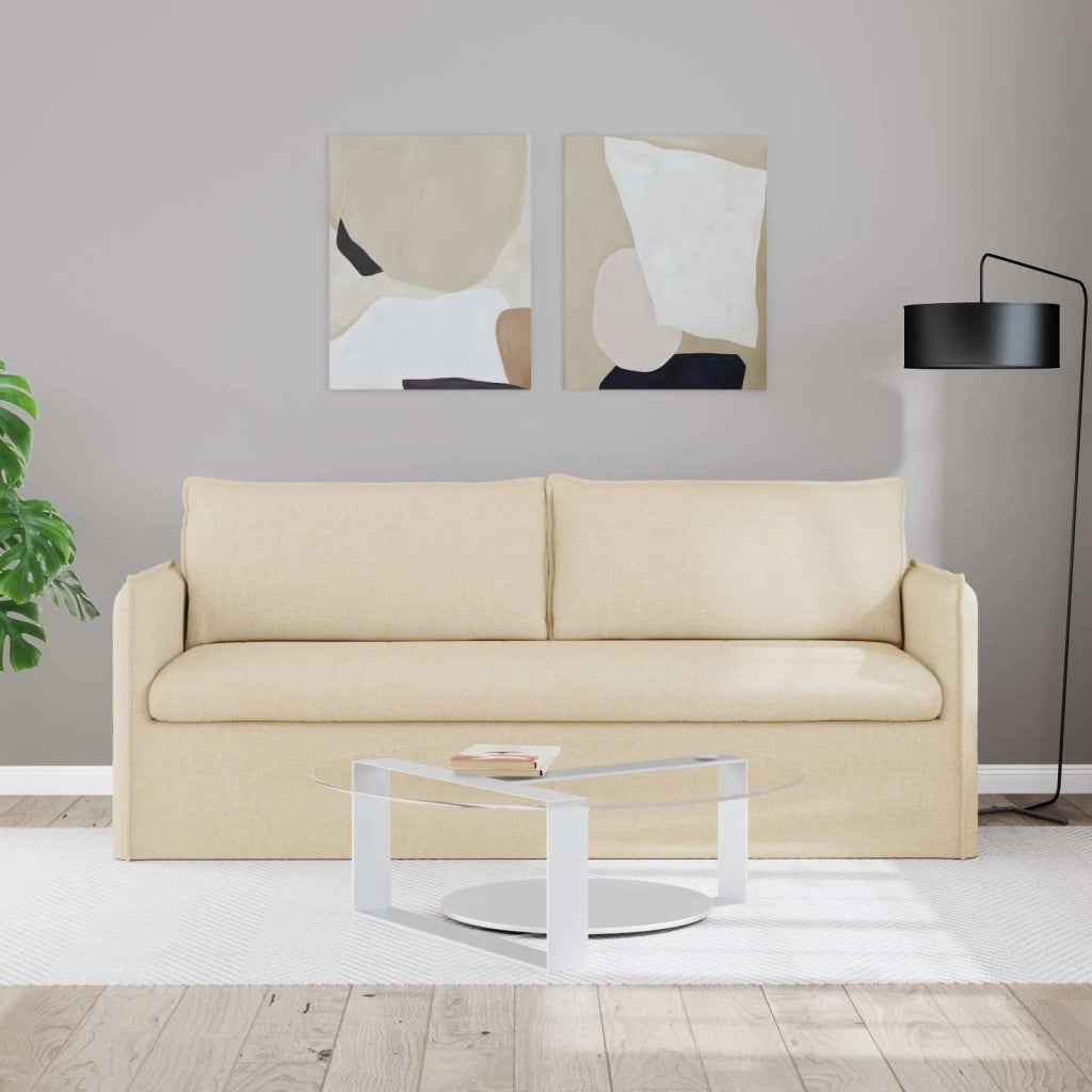 Divano Crema 196 x 82 x 85 cm Tessuto