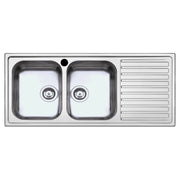 LAVELLO INOX INCASSO 116X50CM 2 VASCHE CON GOCCIOL