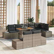 Set da Pranzo per Giardino con cuscino 9 pcs Grigio e Marrone
